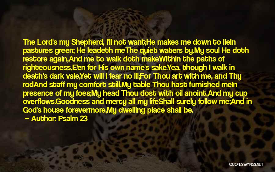 Psalm 23 Quotes: The Lord's My Shepherd, I'll Not Want;he Makes Me Down To Liein Pastures Green; He Leadeth Methe Quiet Waters By.my