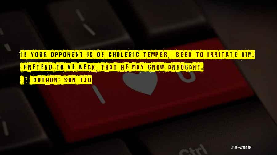 Sun Tzu Quotes: If Your Opponent Is Of Choleric Temper, Seek To Irritate Him. Pretend To Be Weak, That He May Grow Arrogant.