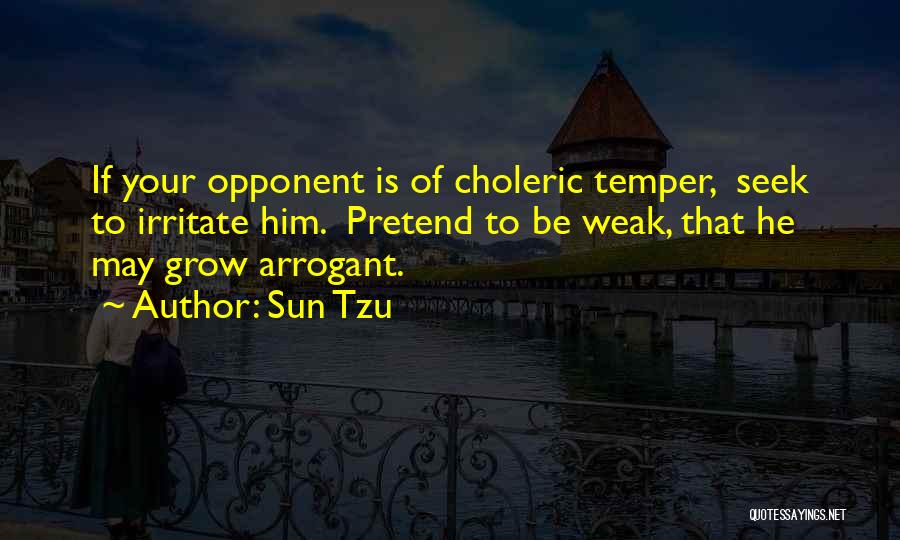 Sun Tzu Quotes: If Your Opponent Is Of Choleric Temper, Seek To Irritate Him. Pretend To Be Weak, That He May Grow Arrogant.