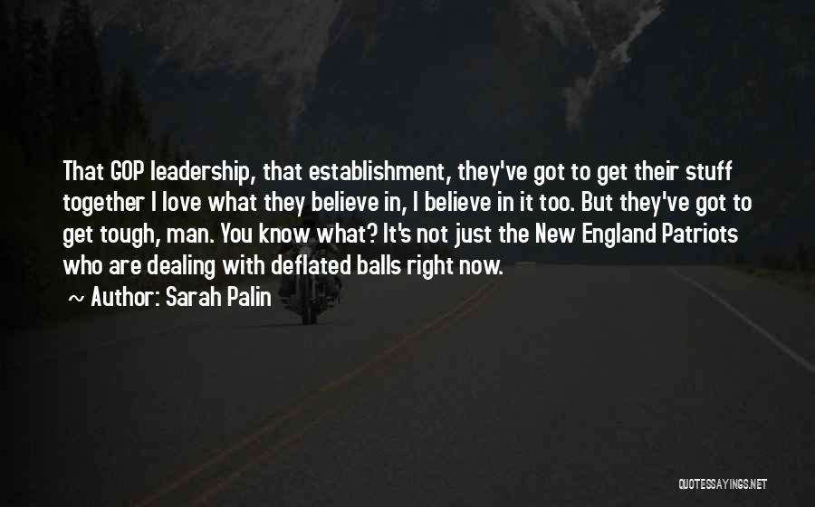 Sarah Palin Quotes: That Gop Leadership, That Establishment, They've Got To Get Their Stuff Together I Love What They Believe In, I Believe