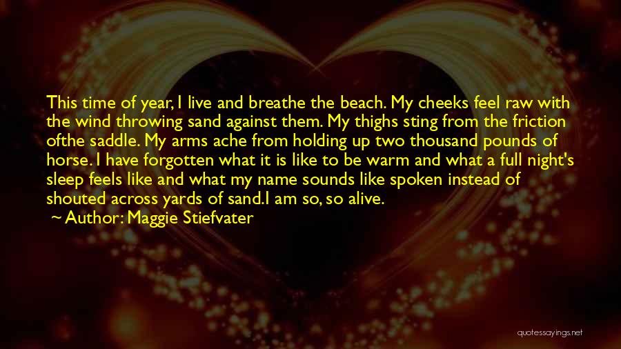 Maggie Stiefvater Quotes: This Time Of Year, I Live And Breathe The Beach. My Cheeks Feel Raw With The Wind Throwing Sand Against