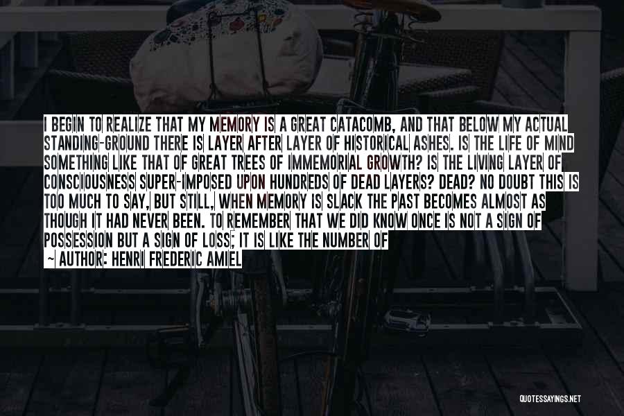 Henri Frederic Amiel Quotes: I Begin To Realize That My Memory Is A Great Catacomb, And That Below My Actual Standing-ground There Is Layer