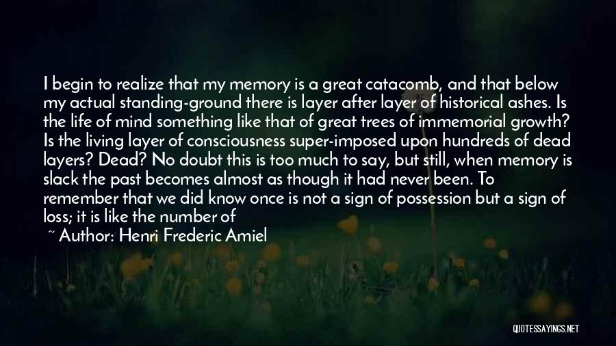 Henri Frederic Amiel Quotes: I Begin To Realize That My Memory Is A Great Catacomb, And That Below My Actual Standing-ground There Is Layer