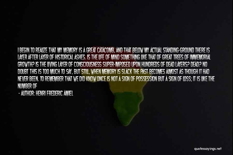 Henri Frederic Amiel Quotes: I Begin To Realize That My Memory Is A Great Catacomb, And That Below My Actual Standing-ground There Is Layer