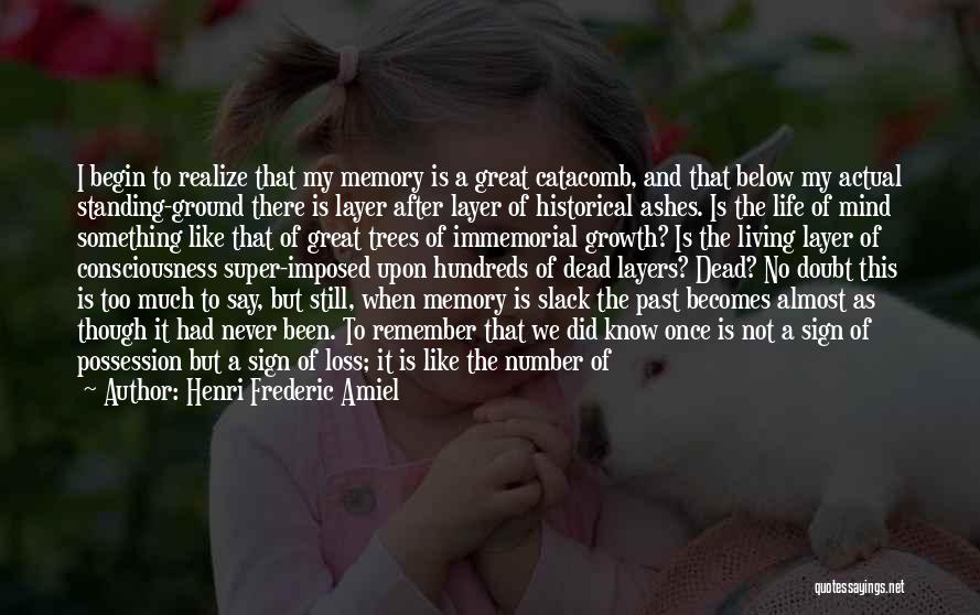 Henri Frederic Amiel Quotes: I Begin To Realize That My Memory Is A Great Catacomb, And That Below My Actual Standing-ground There Is Layer