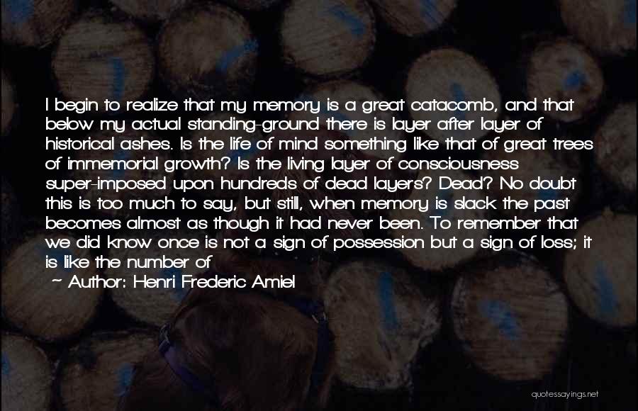 Henri Frederic Amiel Quotes: I Begin To Realize That My Memory Is A Great Catacomb, And That Below My Actual Standing-ground There Is Layer