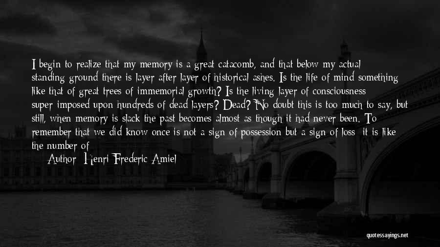 Henri Frederic Amiel Quotes: I Begin To Realize That My Memory Is A Great Catacomb, And That Below My Actual Standing-ground There Is Layer