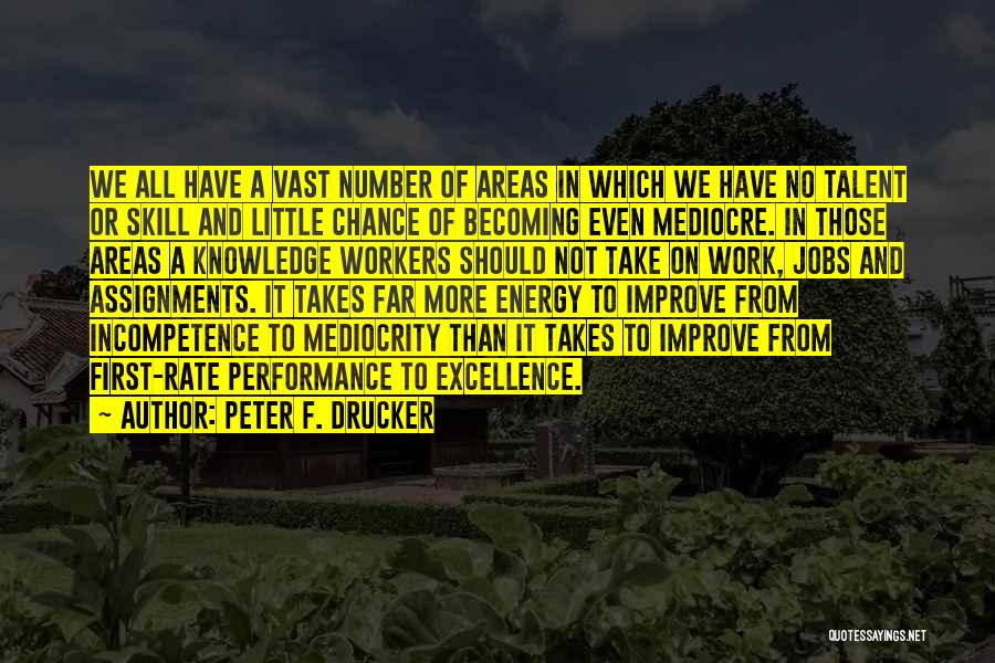 Peter F. Drucker Quotes: We All Have A Vast Number Of Areas In Which We Have No Talent Or Skill And Little Chance Of