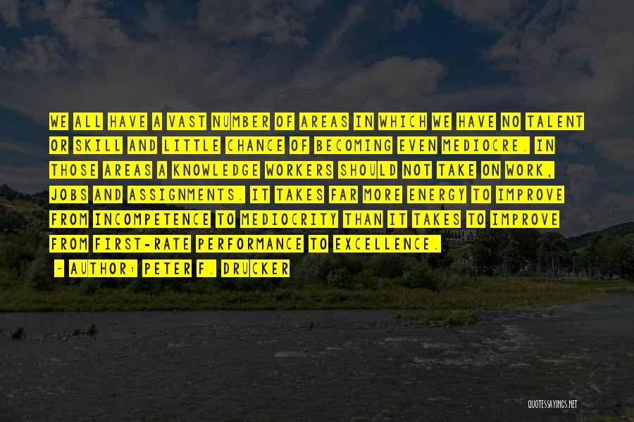 Peter F. Drucker Quotes: We All Have A Vast Number Of Areas In Which We Have No Talent Or Skill And Little Chance Of