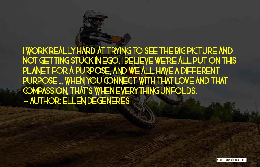 Ellen DeGeneres Quotes: I Work Really Hard At Trying To See The Big Picture And Not Getting Stuck In Ego. I Believe We're