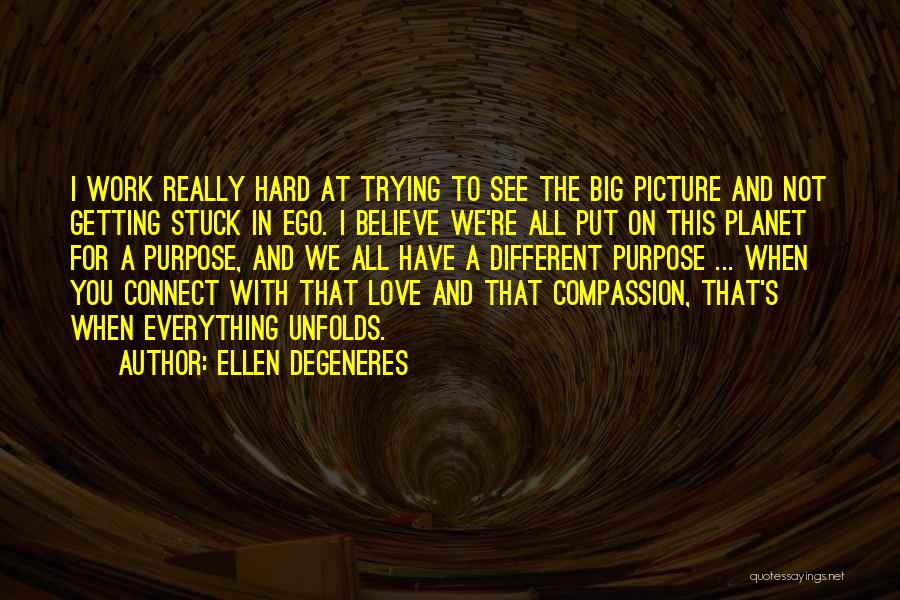 Ellen DeGeneres Quotes: I Work Really Hard At Trying To See The Big Picture And Not Getting Stuck In Ego. I Believe We're