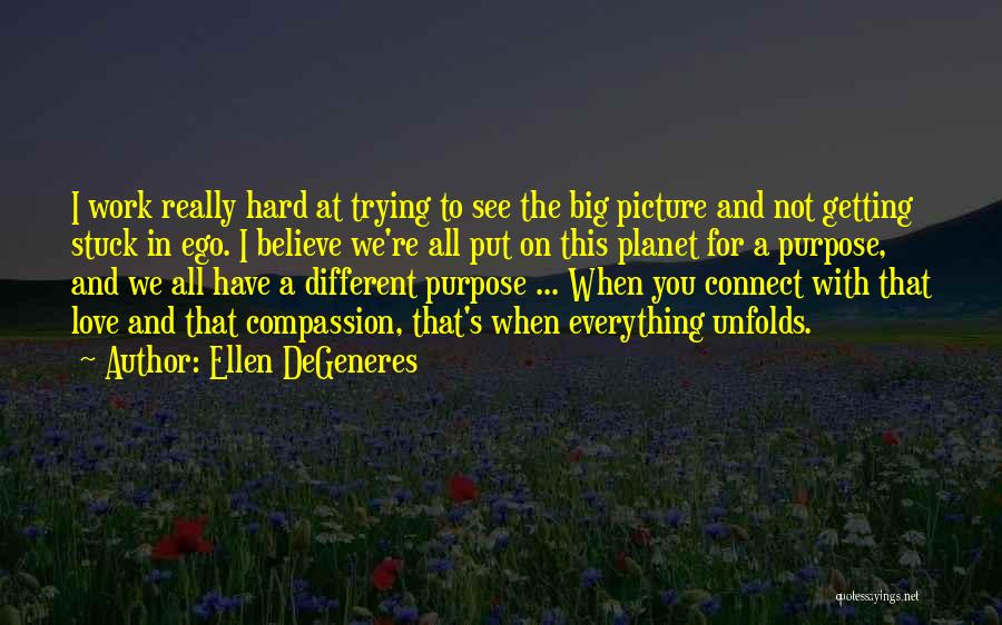 Ellen DeGeneres Quotes: I Work Really Hard At Trying To See The Big Picture And Not Getting Stuck In Ego. I Believe We're