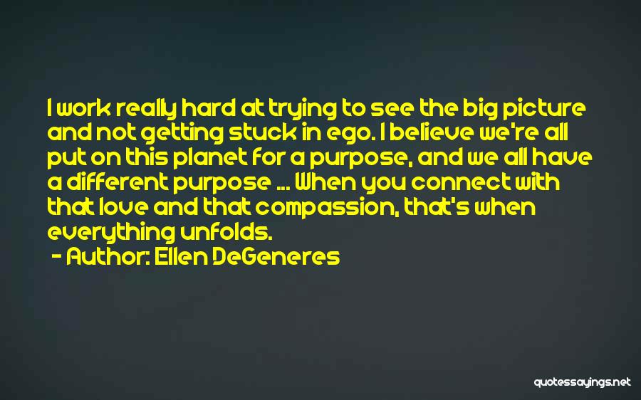 Ellen DeGeneres Quotes: I Work Really Hard At Trying To See The Big Picture And Not Getting Stuck In Ego. I Believe We're