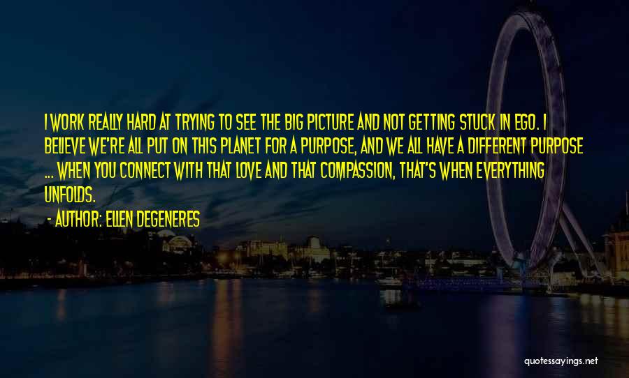 Ellen DeGeneres Quotes: I Work Really Hard At Trying To See The Big Picture And Not Getting Stuck In Ego. I Believe We're