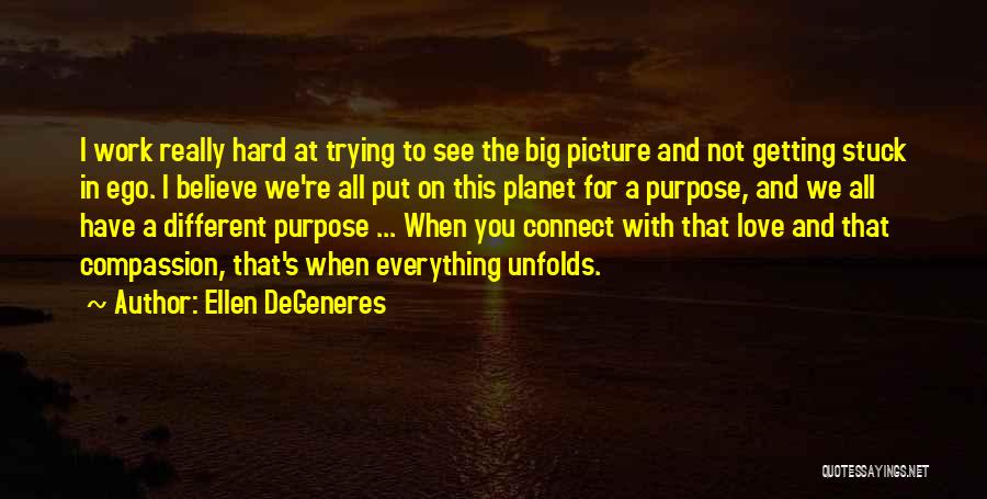 Ellen DeGeneres Quotes: I Work Really Hard At Trying To See The Big Picture And Not Getting Stuck In Ego. I Believe We're