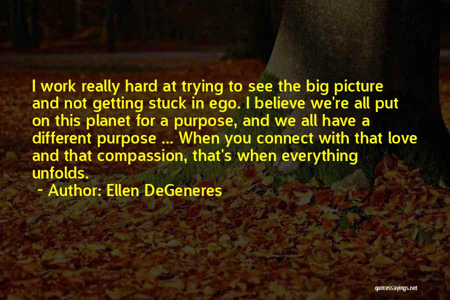 Ellen DeGeneres Quotes: I Work Really Hard At Trying To See The Big Picture And Not Getting Stuck In Ego. I Believe We're