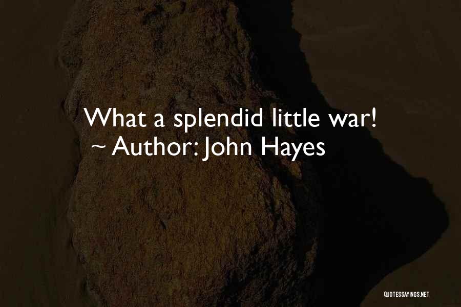 John Hayes Quotes: What A Splendid Little War!