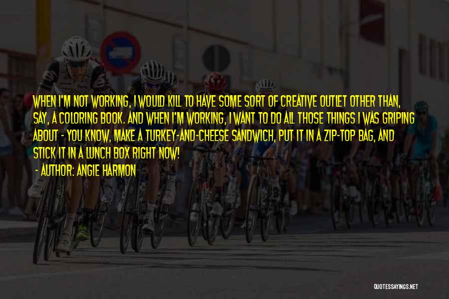 Angie Harmon Quotes: When I'm Not Working, I Would Kill To Have Some Sort Of Creative Outlet Other Than, Say, A Coloring Book.