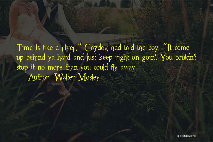 Walter Mosley Quotes: Time Is Like A River, Coydog Had Told The Boy. It Come Up Behind Ya Hard And Just Keep Right