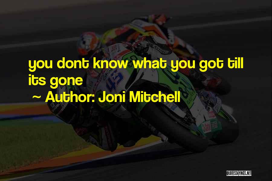 Joni Mitchell Quotes: You Dont Know What You Got Till Its Gone