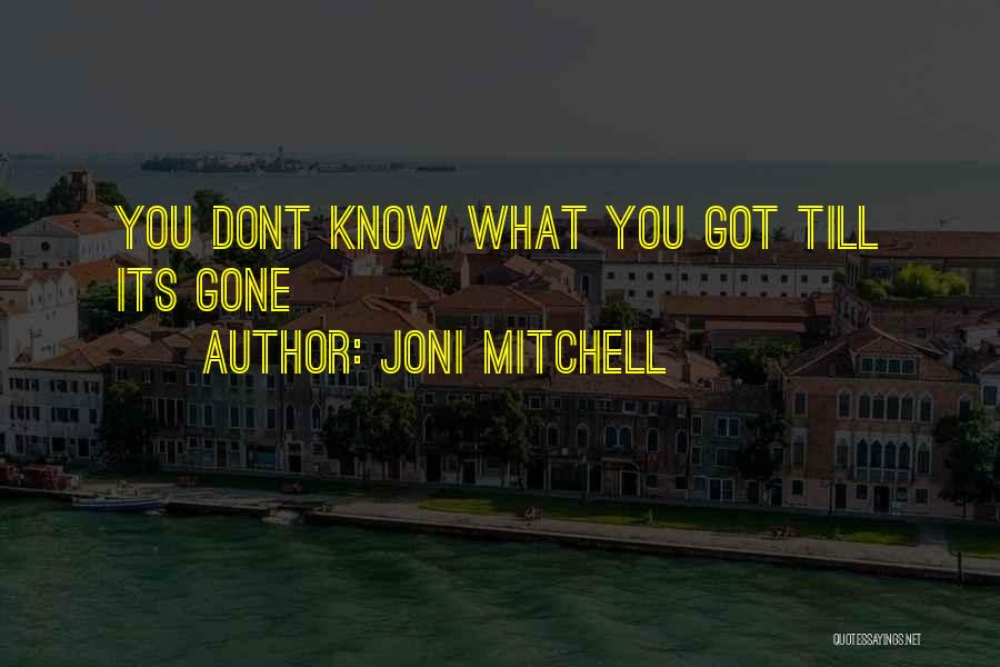 Joni Mitchell Quotes: You Dont Know What You Got Till Its Gone