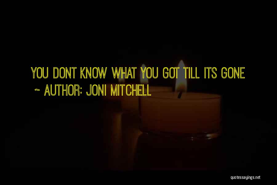 Joni Mitchell Quotes: You Dont Know What You Got Till Its Gone