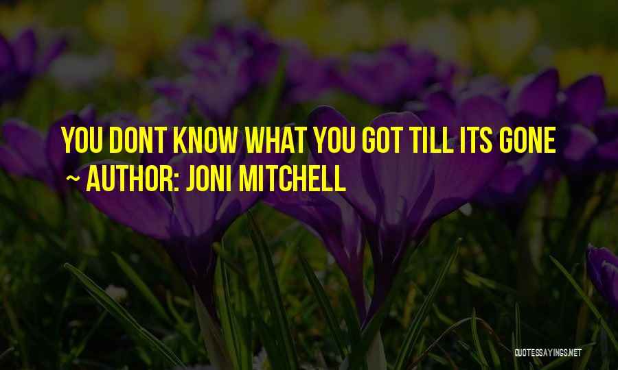 Joni Mitchell Quotes: You Dont Know What You Got Till Its Gone