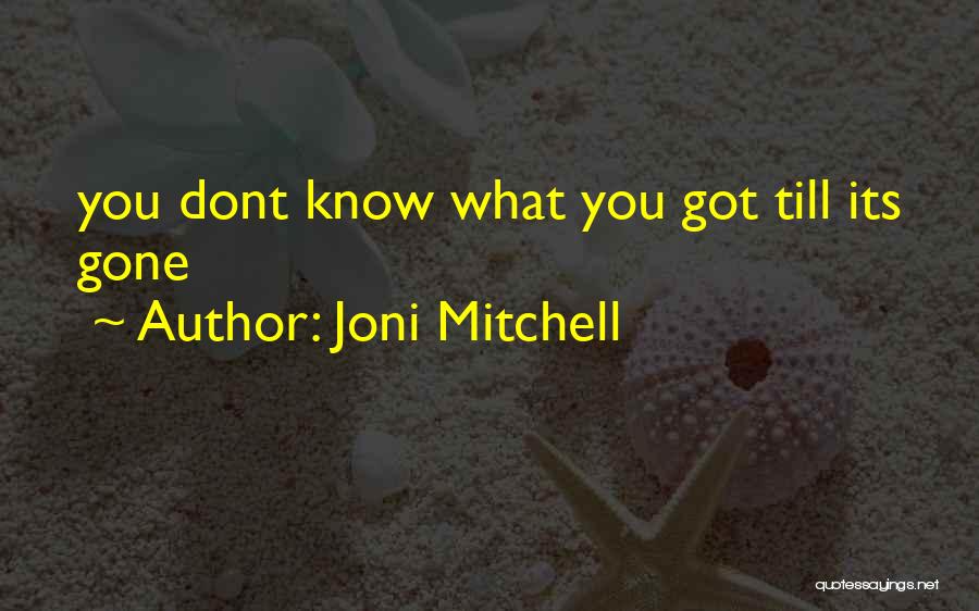 Joni Mitchell Quotes: You Dont Know What You Got Till Its Gone