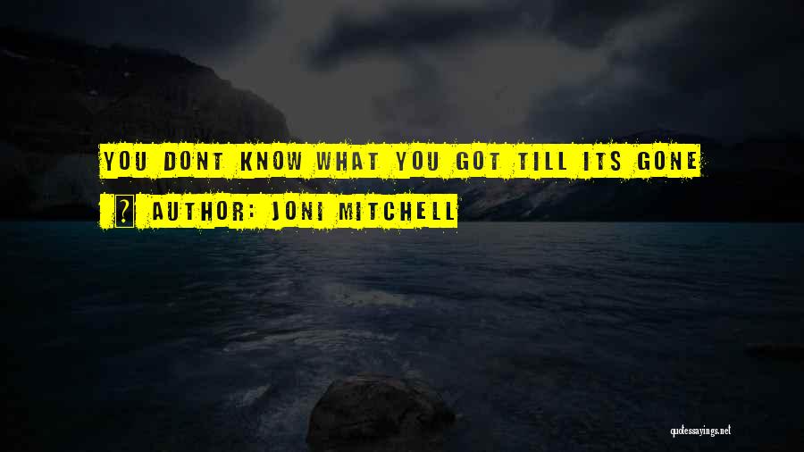 Joni Mitchell Quotes: You Dont Know What You Got Till Its Gone