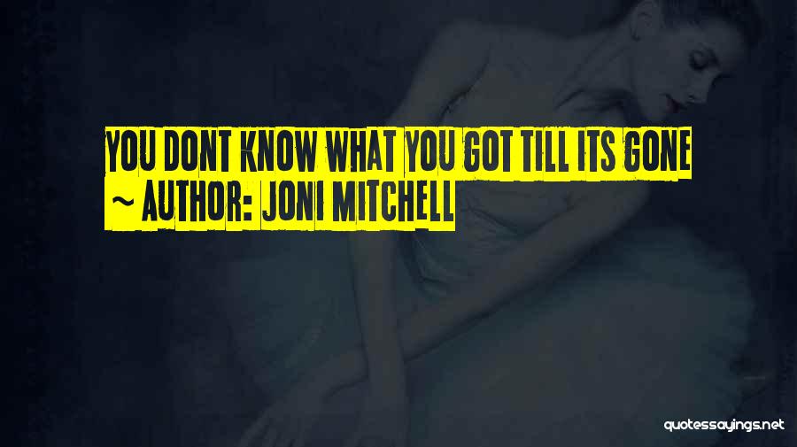 Joni Mitchell Quotes: You Dont Know What You Got Till Its Gone