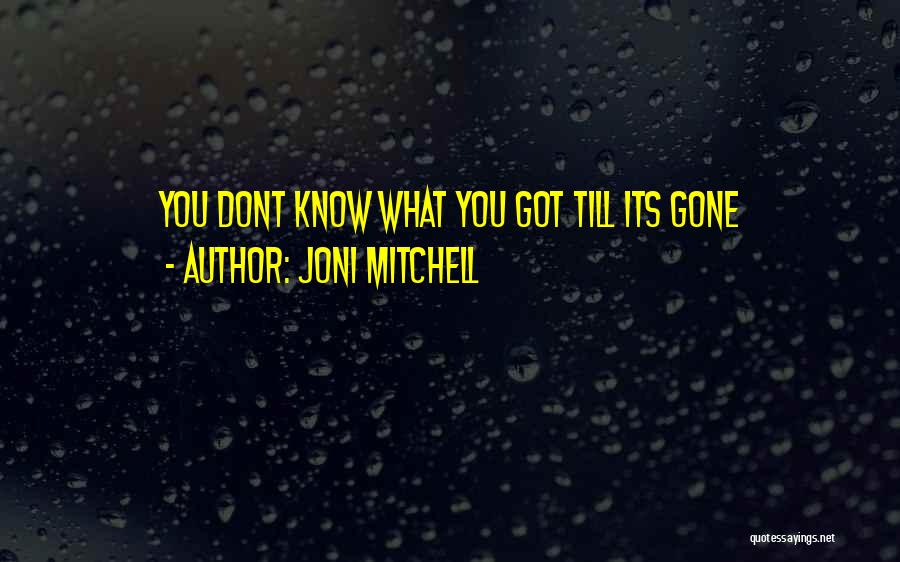 Joni Mitchell Quotes: You Dont Know What You Got Till Its Gone