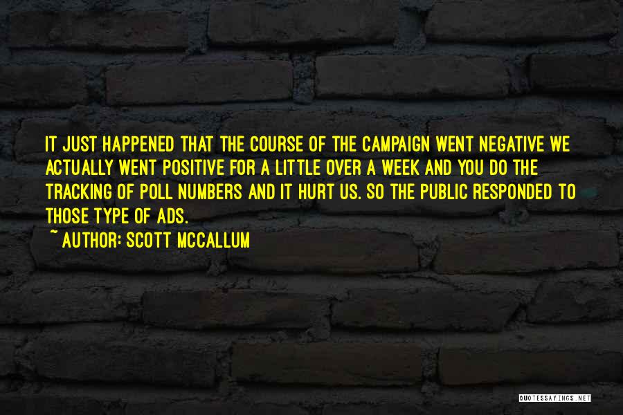 Scott McCallum Quotes: It Just Happened That The Course Of The Campaign Went Negative We Actually Went Positive For A Little Over A