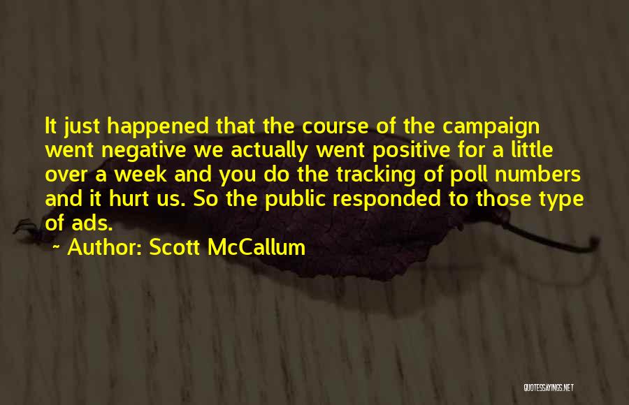 Scott McCallum Quotes: It Just Happened That The Course Of The Campaign Went Negative We Actually Went Positive For A Little Over A