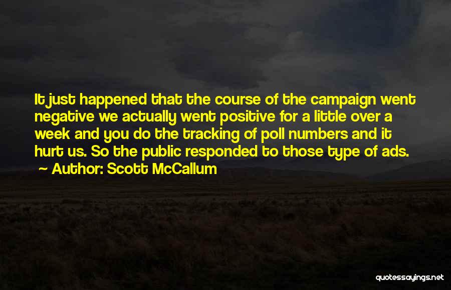 Scott McCallum Quotes: It Just Happened That The Course Of The Campaign Went Negative We Actually Went Positive For A Little Over A