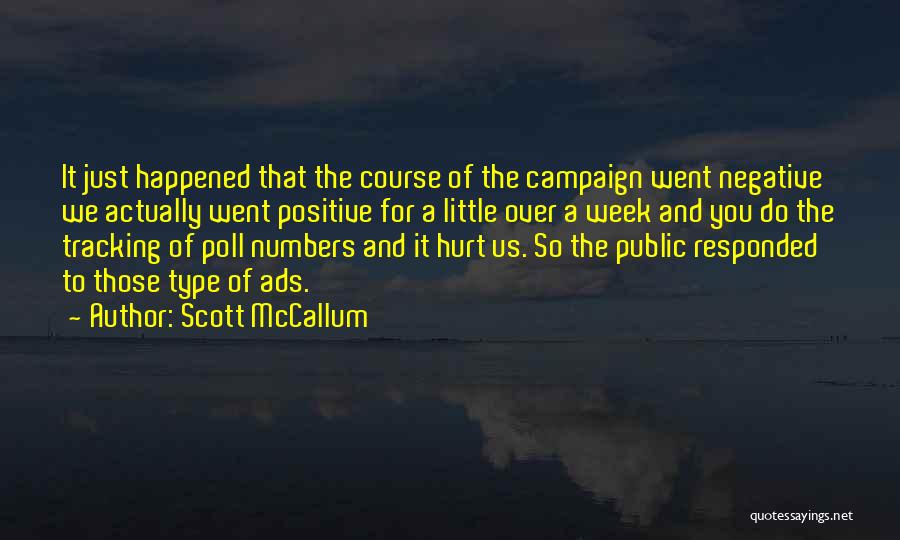 Scott McCallum Quotes: It Just Happened That The Course Of The Campaign Went Negative We Actually Went Positive For A Little Over A