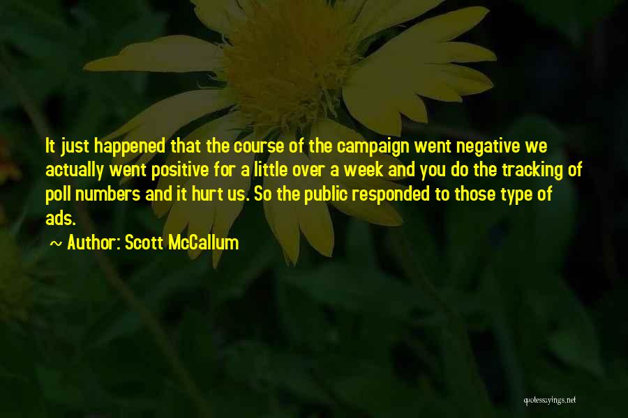 Scott McCallum Quotes: It Just Happened That The Course Of The Campaign Went Negative We Actually Went Positive For A Little Over A