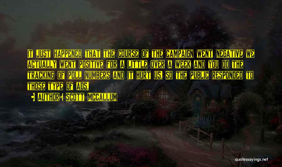 Scott McCallum Quotes: It Just Happened That The Course Of The Campaign Went Negative We Actually Went Positive For A Little Over A