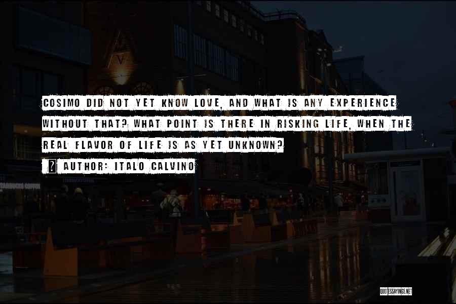 Italo Calvino Quotes: Cosimo Did Not Yet Know Love, And What Is Any Experience Without That? What Point Is There In Risking Life,