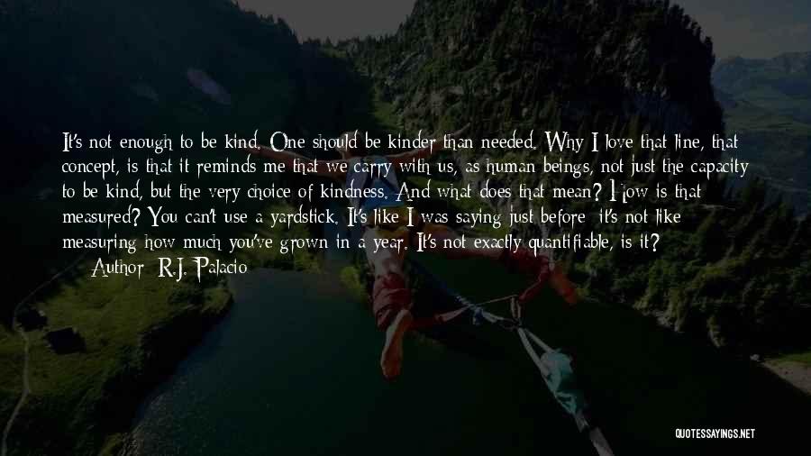 R.J. Palacio Quotes: It's Not Enough To Be Kind. One Should Be Kinder Than Needed. Why I Love That Line, That Concept, Is