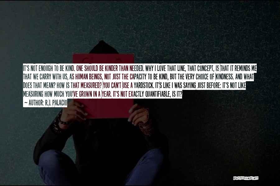 R.J. Palacio Quotes: It's Not Enough To Be Kind. One Should Be Kinder Than Needed. Why I Love That Line, That Concept, Is