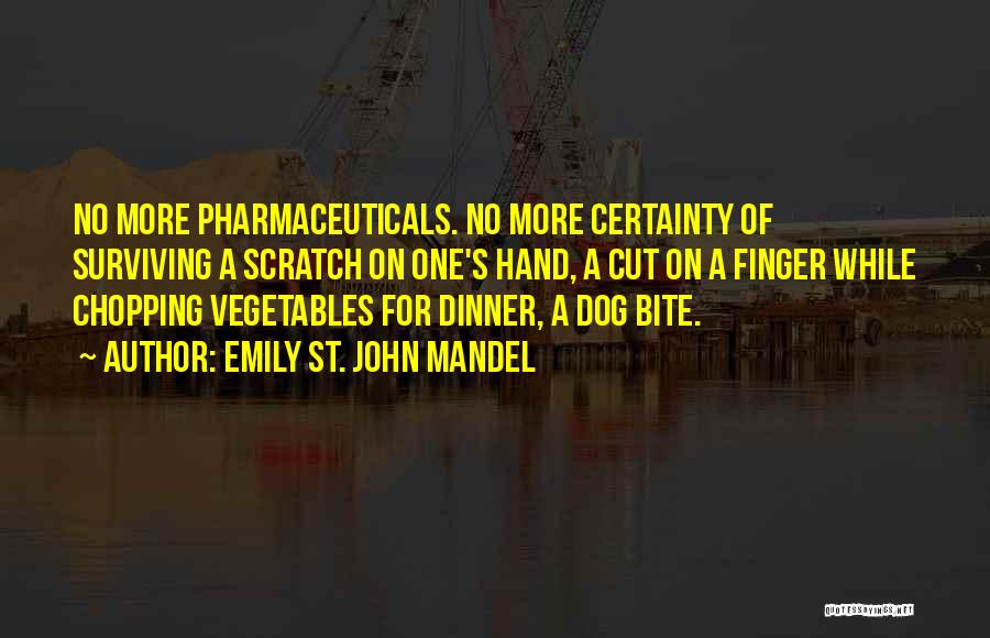 Emily St. John Mandel Quotes: No More Pharmaceuticals. No More Certainty Of Surviving A Scratch On One's Hand, A Cut On A Finger While Chopping