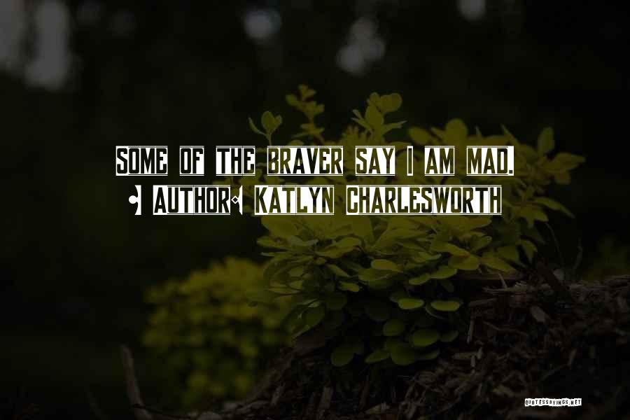 Katlyn Charlesworth Quotes: Some Of The Braver Say I Am Mad.