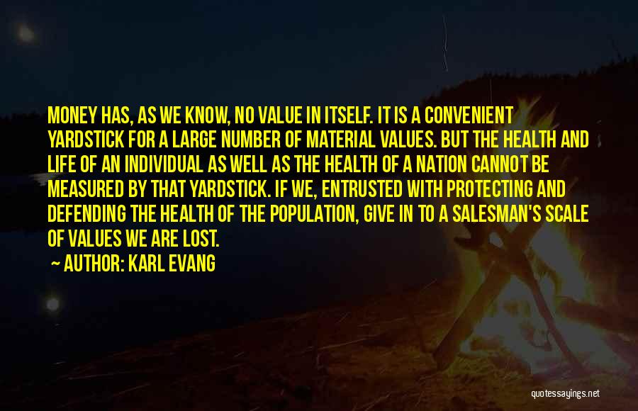 Karl Evang Quotes: Money Has, As We Know, No Value In Itself. It Is A Convenient Yardstick For A Large Number Of Material