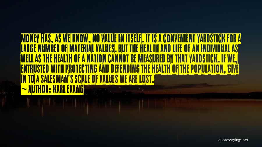 Karl Evang Quotes: Money Has, As We Know, No Value In Itself. It Is A Convenient Yardstick For A Large Number Of Material