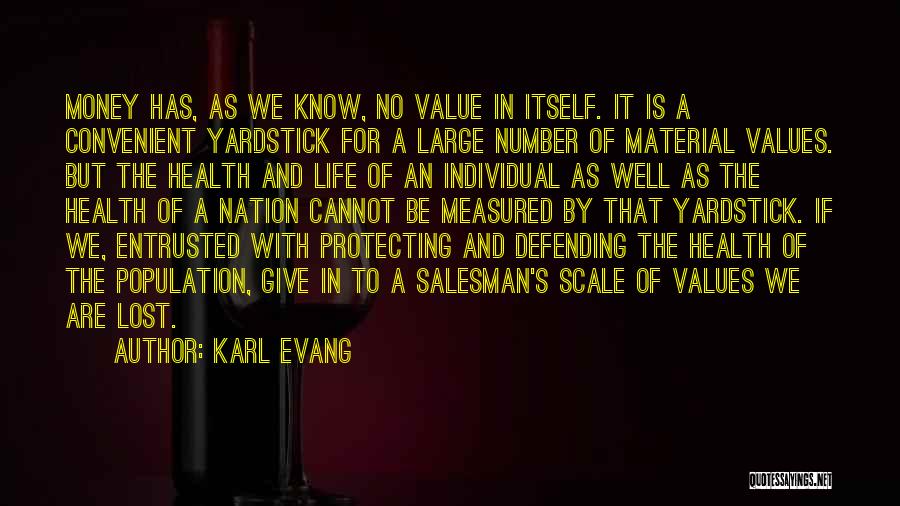 Karl Evang Quotes: Money Has, As We Know, No Value In Itself. It Is A Convenient Yardstick For A Large Number Of Material