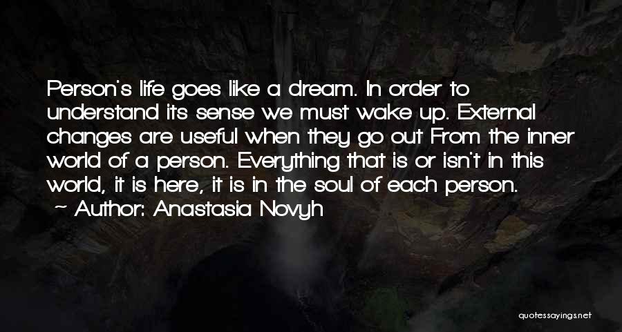 Anastasia Novyh Quotes: Person's Life Goes Like A Dream. In Order To Understand Its Sense We Must Wake Up. External Changes Are Useful