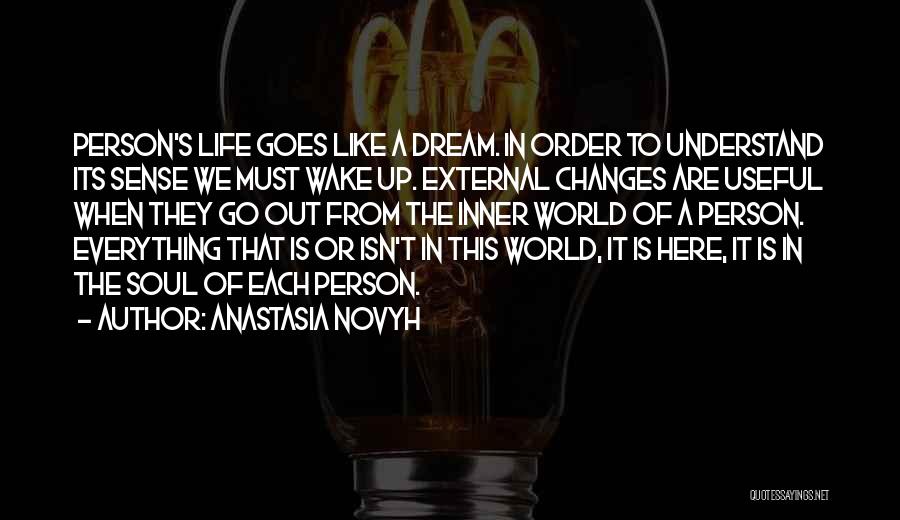 Anastasia Novyh Quotes: Person's Life Goes Like A Dream. In Order To Understand Its Sense We Must Wake Up. External Changes Are Useful