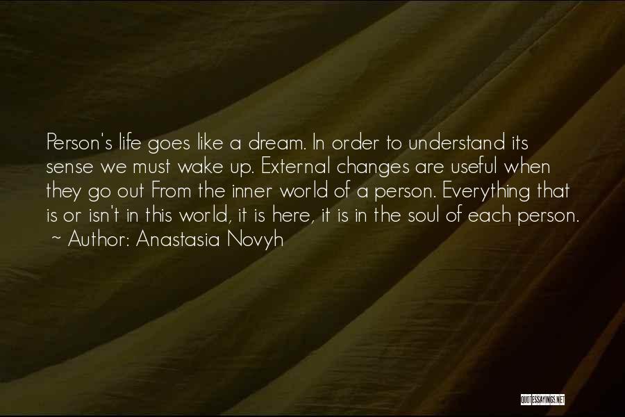 Anastasia Novyh Quotes: Person's Life Goes Like A Dream. In Order To Understand Its Sense We Must Wake Up. External Changes Are Useful