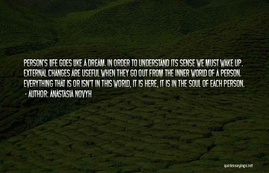 Anastasia Novyh Quotes: Person's Life Goes Like A Dream. In Order To Understand Its Sense We Must Wake Up. External Changes Are Useful