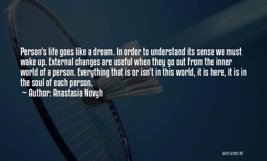 Anastasia Novyh Quotes: Person's Life Goes Like A Dream. In Order To Understand Its Sense We Must Wake Up. External Changes Are Useful